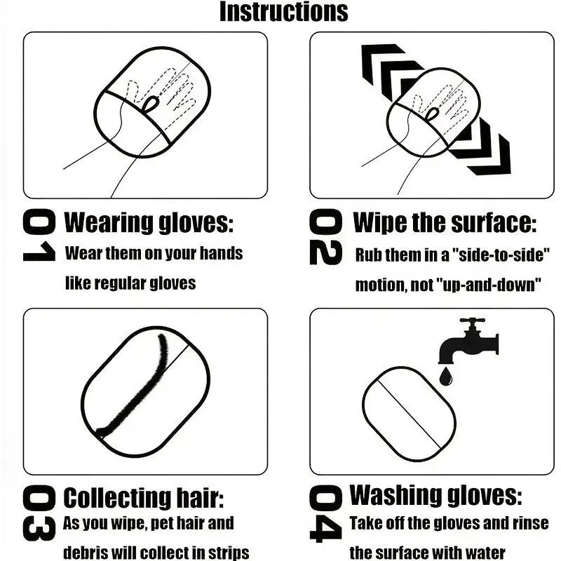 Reusable Pet Hair Removal Gloves – Double-Sided Grooming Mitt for Cats & Dogs