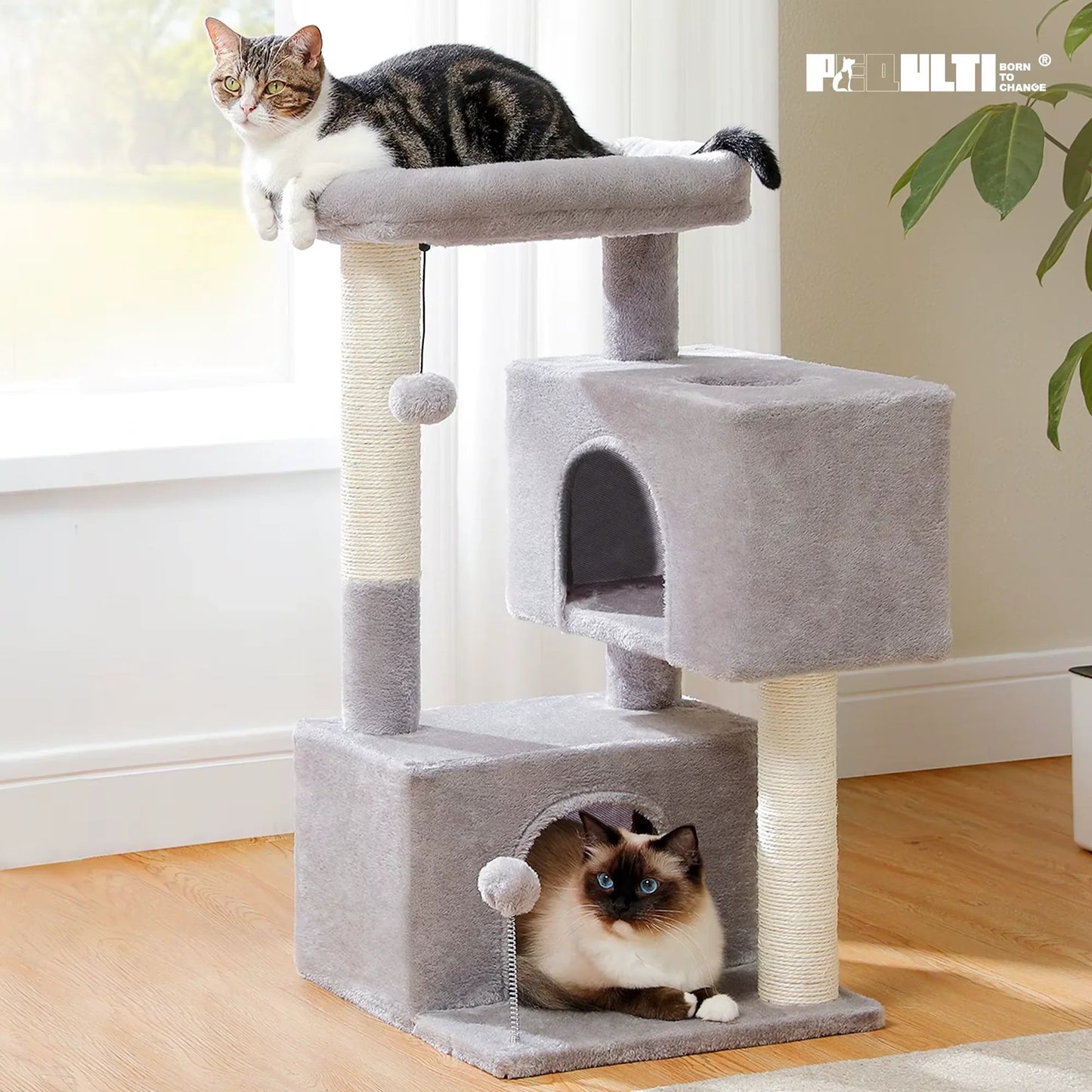 Cat Tree for Large Cats | Indoor Cat Tower & Playhouse - ilvpets