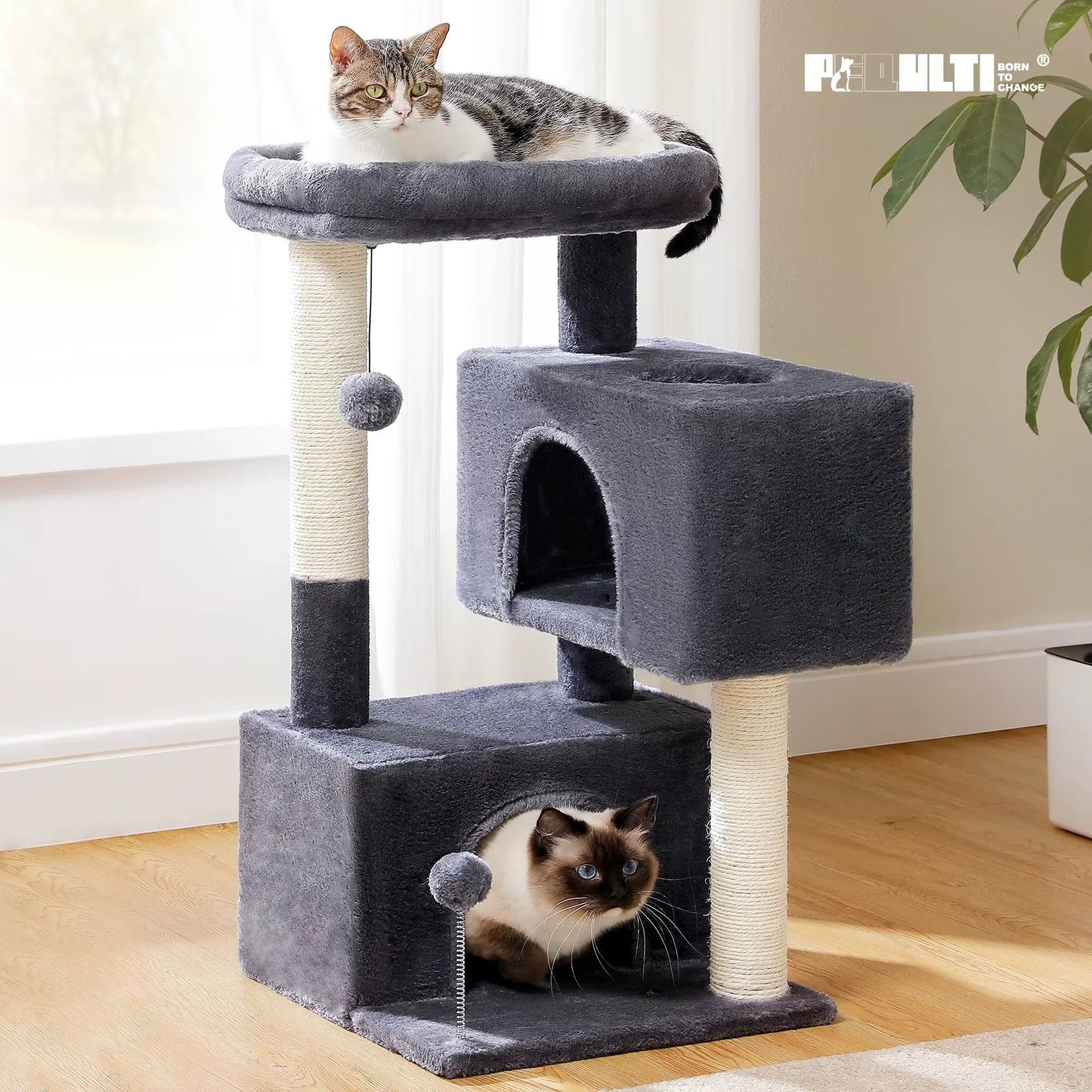 Cat Tree for Large Cats | Indoor Cat Tower & Playhouse - ilvpets