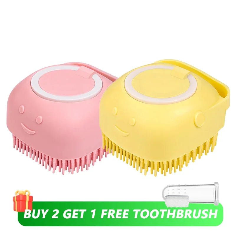 Dog Bathing Brush with Shampoo Dispenser – Soft Silicone Pet Grooming Tool for Dogs & Cats - ilvpets