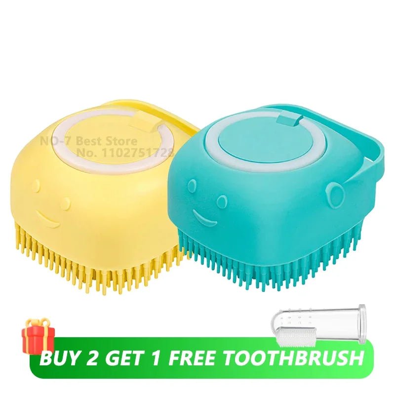 Dog Bathing Brush with Shampoo Dispenser – Soft Silicone Pet Grooming Tool for Dogs & Cats - ilvpets