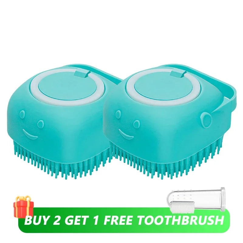 Dog Bathing Brush with Shampoo Dispenser – Soft Silicone Pet Grooming Tool for Dogs & Cats - ilvpets
