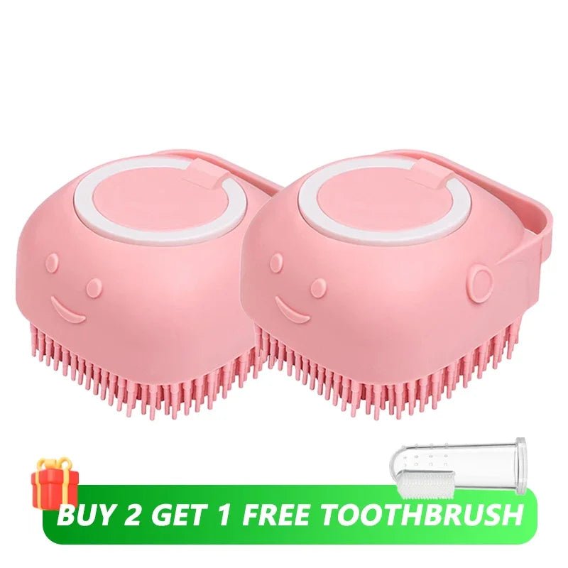 Dog Bathing Brush with Shampoo Dispenser – Soft Silicone Pet Grooming Tool for Dogs & Cats - ilvpets