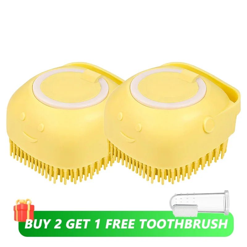Dog Bathing Brush with Shampoo Dispenser – Soft Silicone Pet Grooming Tool for Dogs & Cats - ilvpets