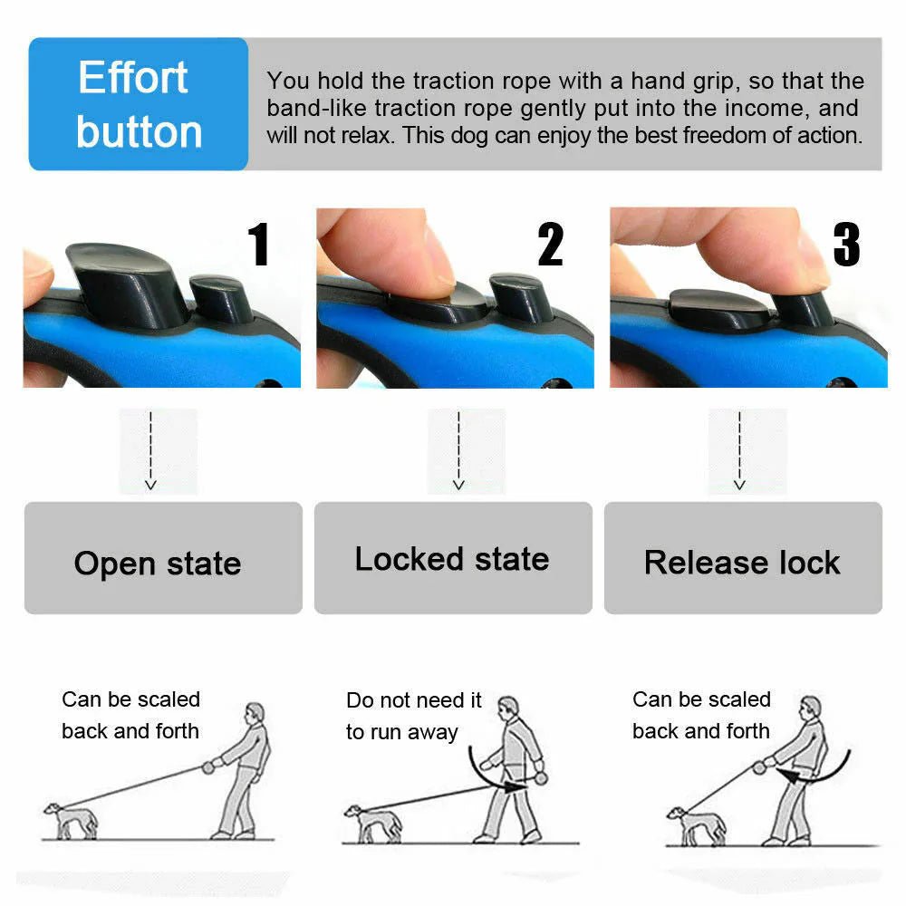 Retractable Dog Leash | Auto Lock & Dual Size Options - ilvpets
