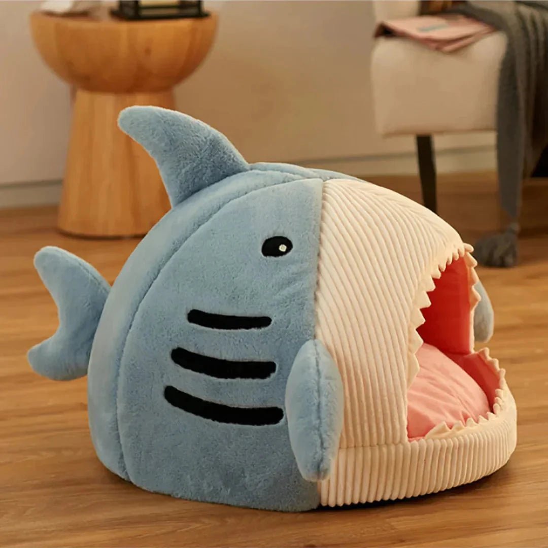 Shark Pet Bed | Cozy Plush Cat & Dog Sleeping Cave - ilvpets