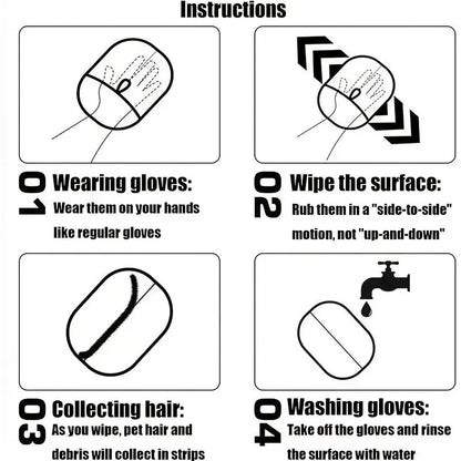 Reusable Pet Hair Removal Gloves – Double-Sided Grooming Mitt for Cats & Dogs