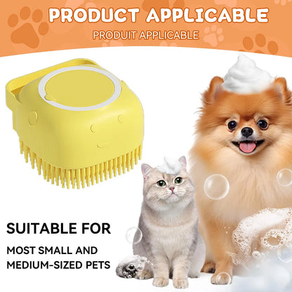 Dog Bathing Brush with Shampoo Dispenser – Soft Silicone Pet Grooming Tool for Dogs & Cats