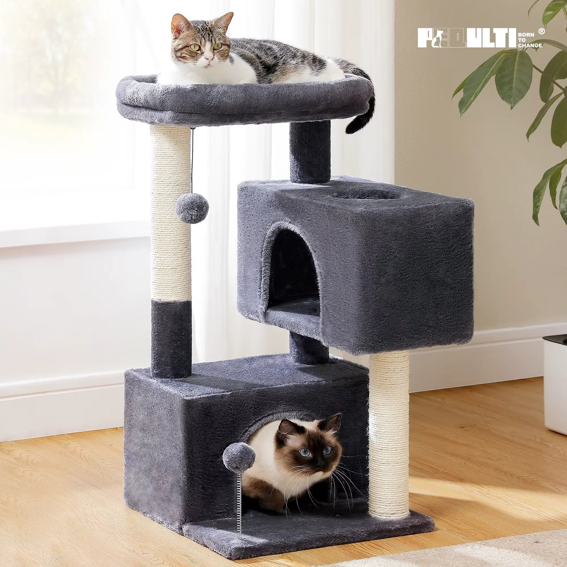 Cat Tree for Large Cats | Indoor Cat Tower & Playhouse - ilvpets