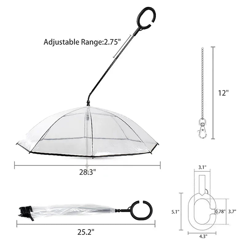 Dog Umbrella with Leash | Keep Pets Dry in Rain - ilvpets